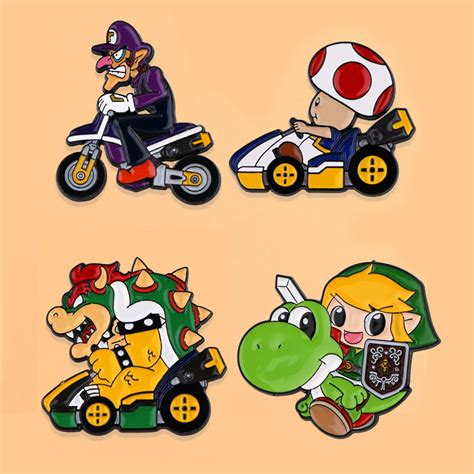 Super Smash Bros Waluigi Bike Ride Enamel Pin Distinct Pins