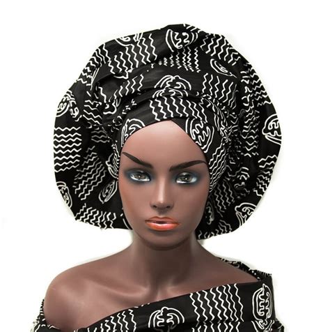 African Headwrap Women Black And White Gye Nyame Print Etsy