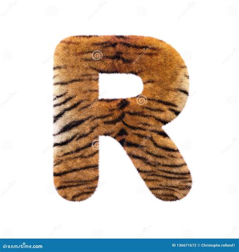 Tiger Letter R Uppercase 3d Feline Fur Font Suitable For Safari