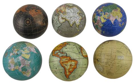 Set Of 6 Globes Of The World Decorative Spheres Traditional World