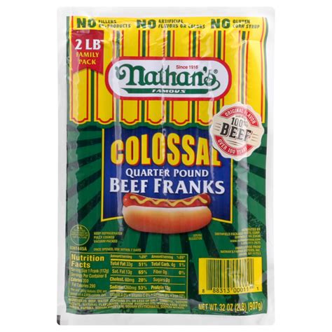 Save On Nathan S Colossal Quarter Pound Beef Franks Family Pack Order Online Delivery Food Lion