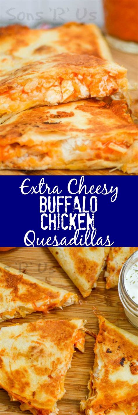 Layer chicken mixture and cheese on 4 tortillas, dividing evenly. Extra Cheesy Buffalo Chicken Quesadillas | Recipe | Food ...