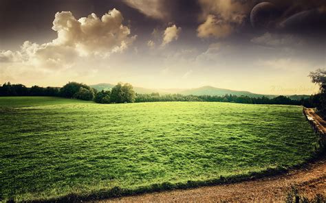 Green Grass Country Road A Dreamy World Full Hd Wallpaper And