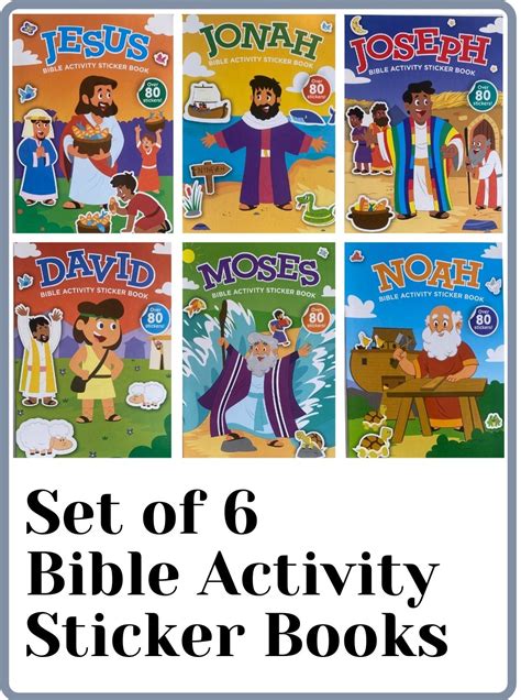 Set Of 6 Bible Sticker And Activity Books Jesus Jonah Joseph David
