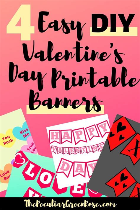 4 Easy Diy Valentines Day Printable Banners Free Valentines Diy