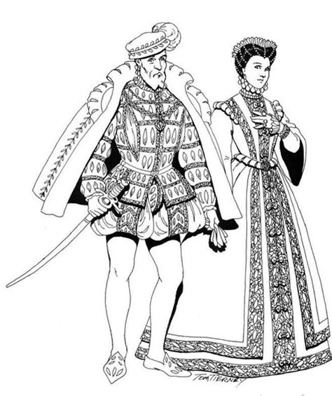 Free printable clothing coloring pages. Renaissance Costumes And Clothing Free Printable Coloring ...
