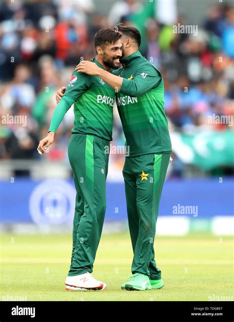 Pakistans Mohammad Amir Left Celebrates Taking The Wicket Of Indias