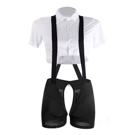 Double Head Zipper Suspender Short Midriff Baring Shirt Sexy Lingerie Brief Suit Best