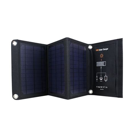 16w Foldable Solar Powered Charger With Monocrystalline Silicon Solar Panels Dual Usb Ports For