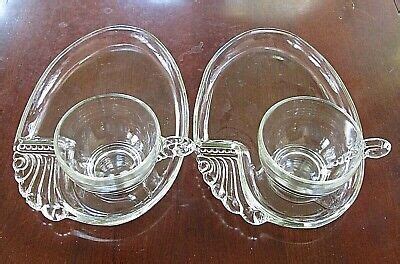 PAIR OF HAZEL ATLAS Parti Ade Snack Trays With Cups Wing Beaded