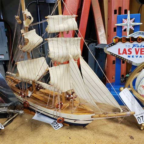 Small Wooden Ship Model Big Valley Auction