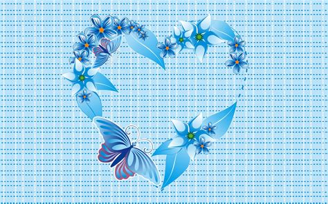 The Blue Heart Of Butterflies And Flowers Wallpapers And