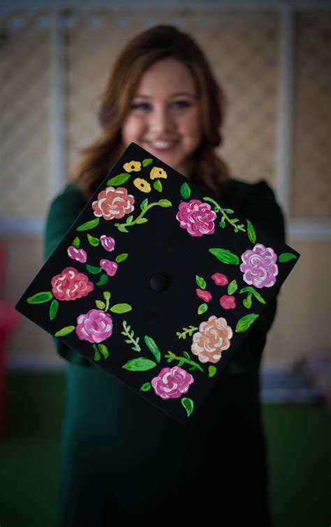You can find it in a painting section and it's called the spectra, or you can try out this watercolor brush. Floral painted graduation cap | My Favorite Things ...