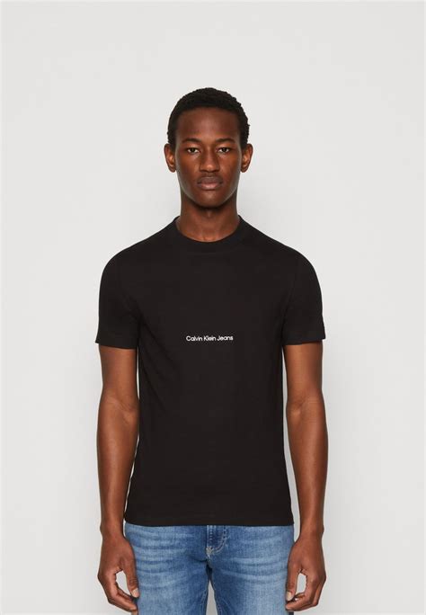 Calvin Klein Jeans Institutional Tee Basic T Shirt Black Zalando Ie