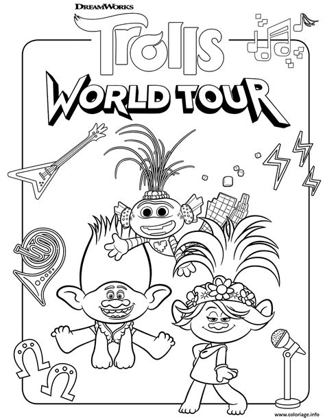 Coloriage Super Trolls World Tour JeColorie