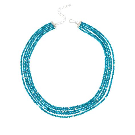 Jay King Sterling Silver Turquoise Composite Bead Row Necklace