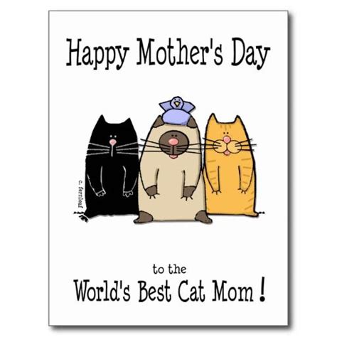 Happy Mothers Day Worlds Best Cat Mom Postcard Mom