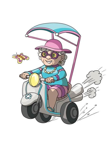 Best Old Lady Scooter Illustrations Royalty Free Vector