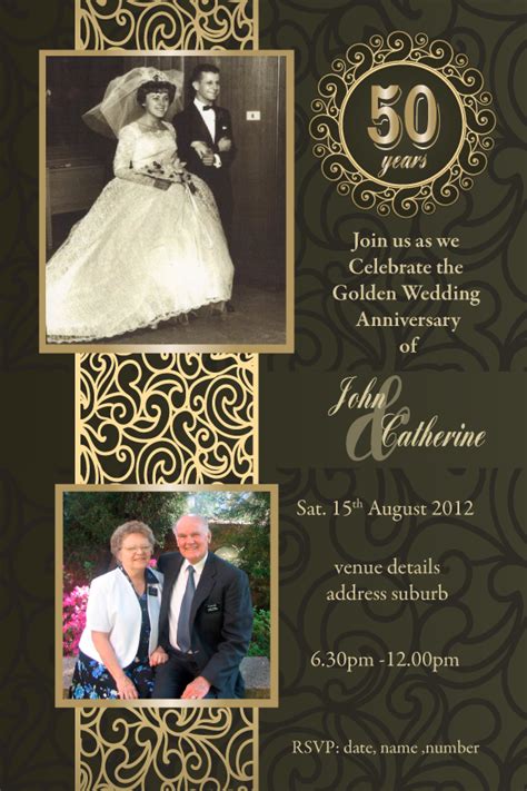 Free Downloadable 50th Wedding Anniversary Save The Date Postcards