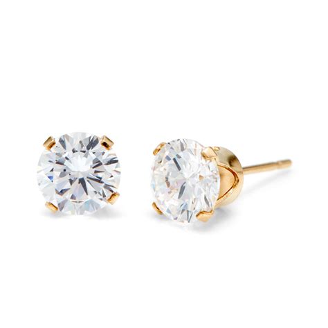 14k Gold Filled Round Diamond Cz 6mm Stud Earrings Eves Addiction