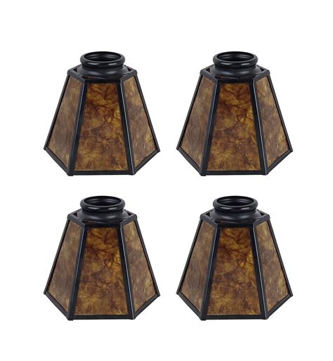 Aspen Creative 23065 4 Amber And Black Hexagon Shaped Transitional Style Replacement Mica Glass