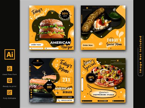 Food Social Media Instagram Post Template Collection Uplabs