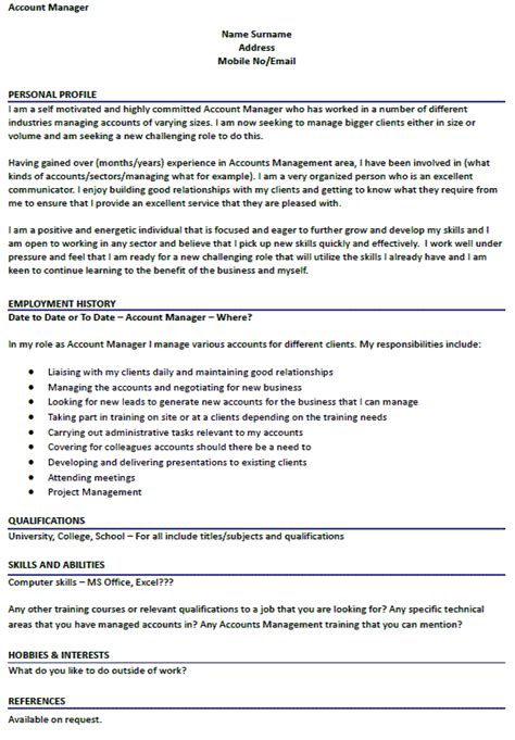 Account manager account managers are responsible for the management of customer accounts with an organisation. Account Manager CV Example - icover.org.uk - icover.org.uk