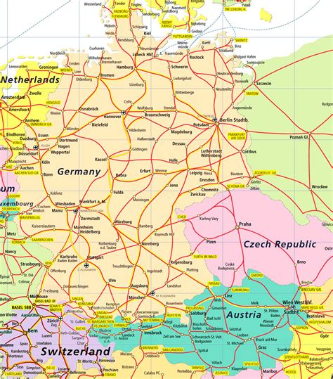 The map shows switzerland and surrounding countries with international borders, canton boundaries, the location of the de facto swiss capital bern, and canton switzerland is a landlocked mountainous country in south western europe, bordered by austria, france, germany, italy, and liechtenstein. italy germany austria map Gallery