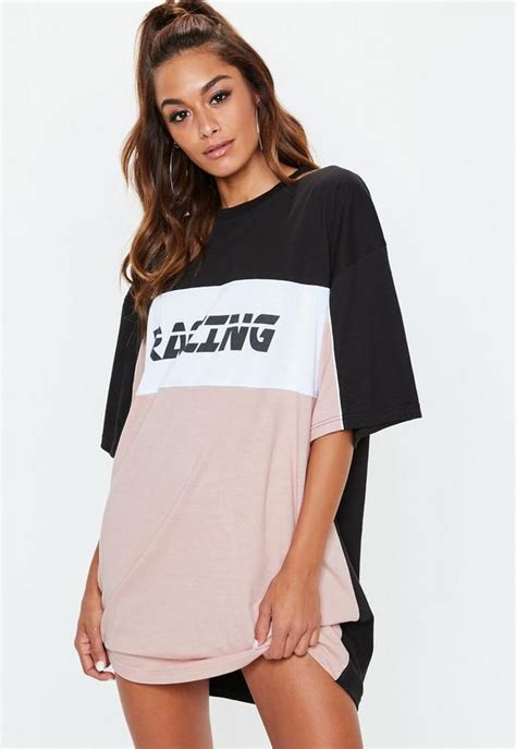 Maybe you would like to learn more about one of these? Black Racing Slogan Oversized T Shirt Dress | Missguided
