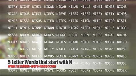 5 Letter Words That Start With N Youtube