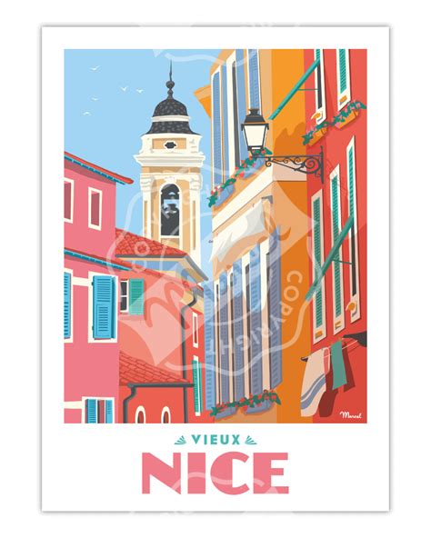 Vintage Poster Nice Le Vieux Nice Marcel Travel Poster Size 30 X 40 Cm