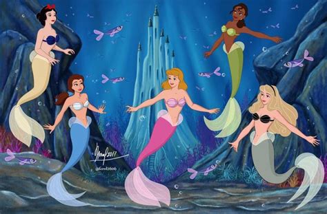 Fernl Disney Mermaid Princesses Snow White Belle Cinderella Tiana