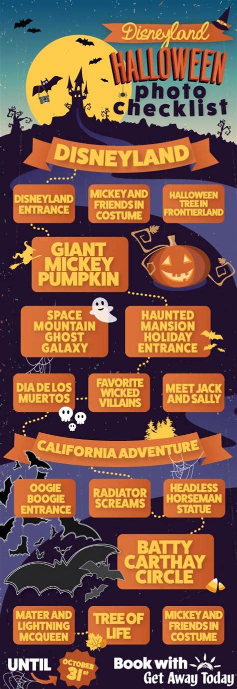 The Disneyland Halloween Event Poster With Pumpkins Bats And Other