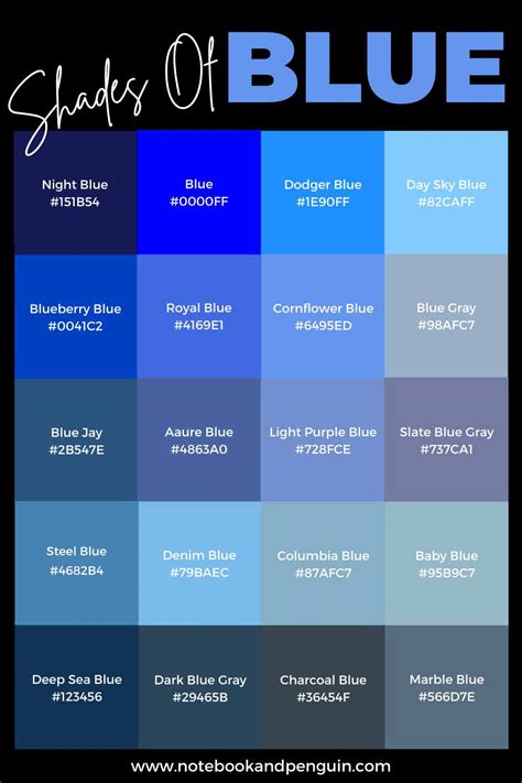75 Shades Of Blue Blue Hex Codes And Color Names Included