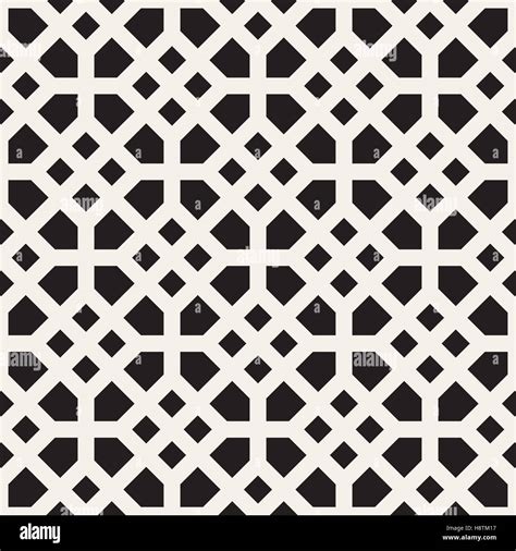 Vector Seamless Black And White Mosaic Lattice Pattern Stock Vector