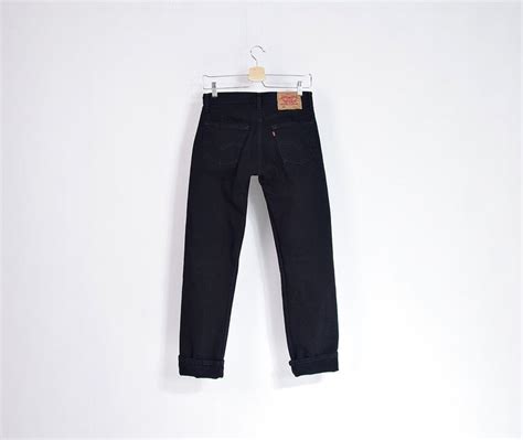 90s Levis 501 Black Denim Street Style Jeans Size W29 Etsy Denim