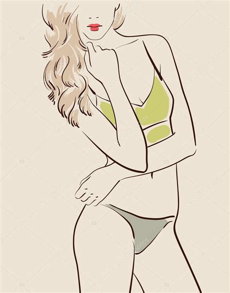 Beautiful Woman Wearing Swimsuit Stock Vector Yemelianova 65628031