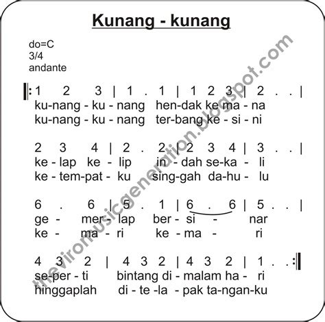 The Viro: Notasi Lagu Kunang-Kunang ( Lagu Anak-Anak)