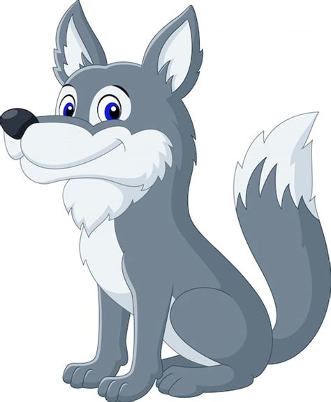 Cute Wolf Cartoon Premium Vector