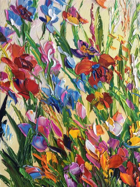 Abstract Wildflowers Meadow Flowers 2016 Original Impasto 3d Etsy