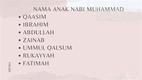 Nama Anak Anak Nabi Muhammad Nama Nama Anak Laki Laki Dari Gelar Nabi