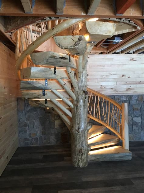 Log Stairs Half Log Flat Timber Spiral Staircase Homestead Timbers
