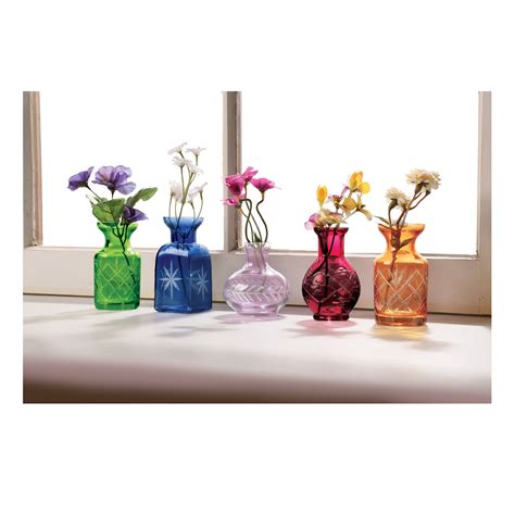 Art And Artifact 5 Pc Glass Vase Set Fun Jewel Tone Glass Vases 2 3 4 3 3 4 H Ebay