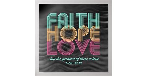 Faith Hope Love Christian Bible Verse Retro Poster Zazzle