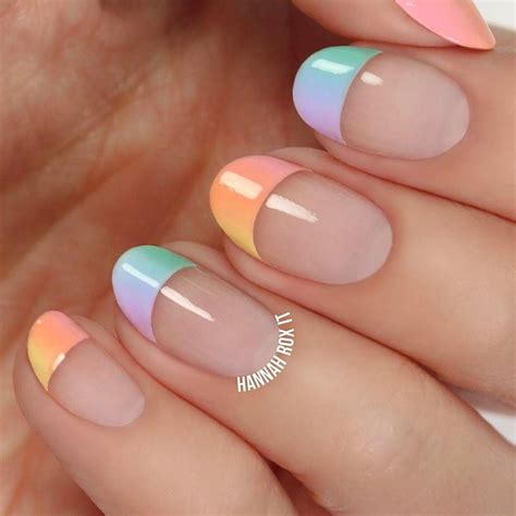 Pastel Gradient French Tips Ombre Nails Tutorial Ombre Nail Designs