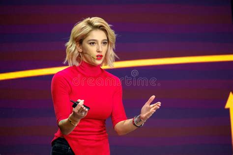 russian celebrity instagram blogger anastasia ivleeva performs at business conference editorial