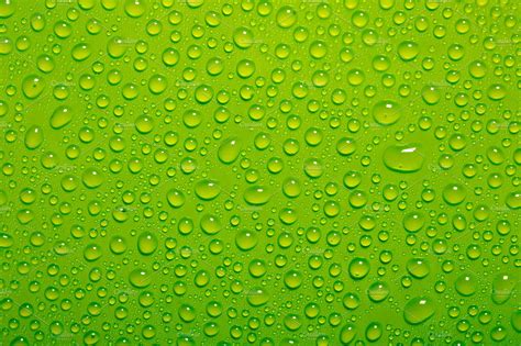 Water Drops On Green Background Featuring Green Background And Drop