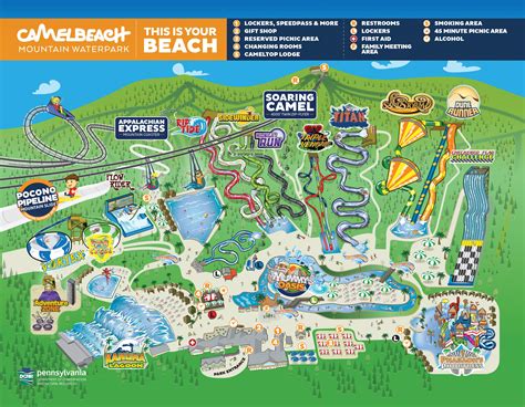 Camelbeach Waterpark Map Lakefront Homes Click Photo Picnic Area