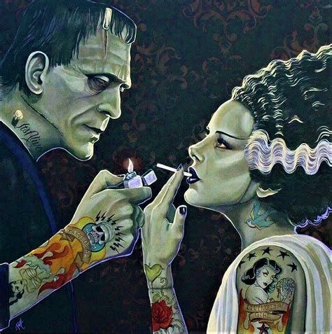 Frankensteins Monster And The Bride Of Frankenstein Frankenstein Art Bride Of Frankenstein