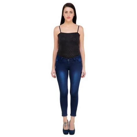 Skinny Ladies Dark Blue Denim Jeans Button High Rise At Rs 335 Piece In New Delhi
